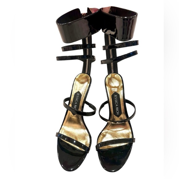 Jessica Rich Women's Black Goddess Back-Zipper Stiletto Sandals SZ US 6 1/2-7. - Picture 12 of 14